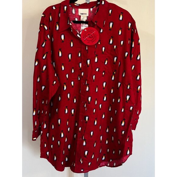 Venezia Jeans Night Shirt Pajamas Top Red Penguin Christmas Holidays 18 20 NWT - Picture 9 of 9